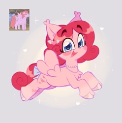 Size: 1317x1326 | Tagged: safe, artist:sidruni, heart throb, pegasus, pony, g1, g4, bow, ear fluff, female, g1 to g4, generation leap, heart, jewelry, mare, necklace, screencap reference, solo, tail, tail bow, twitter, unshorn fetlocks