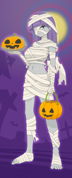 Size: 1668x4071 | Tagged: safe, artist:batipin, maud pie, human, equestria girls, g4, breasts, busty maud pie, clothes, costume, female, halloween, halloween costume, holiday, mummy, solo, stockings, toeless stockings