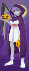 Size: 1668x4071 | Tagged: safe, artist:batipin, maud pie, human, equestria girls, g4, breasts, busty maud pie, clothes, costume, female, grim reaper, halloween, halloween costume, holiday, solo, stocking feet