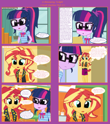 Size: 1808x2039 | Tagged: safe, artist:thomaszoey3000, sci-twi, sunset shimmer, twilight sparkle, human, comic:a shimmering twilight, equestria girls, equestria girls series, g4, clothes, comic, female, geode, lesbian, letter, ship:sci-twishimmer, ship:sunsetsparkle, shipping