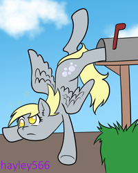 Size: 1606x2006 | Tagged: safe, artist:hayley566, derpy hooves, pegasus, pony, g4, derpy inside a mailbox, female, mailbox, solo