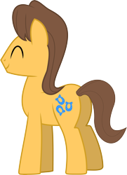 Size: 4178x5774 | Tagged: safe, artist:wissle, caramel, earth pony, pony, g4, absurd resolution, eyes closed, happy, male, rear view, simple background, smiling, solo, stallion, three quarter view, transparent background, vector