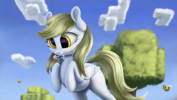 Size: 4000x2250 | Tagged: safe, artist:flusanix, derpy hooves, pegasus, pony, g4, crossover, female, minecraft, solo