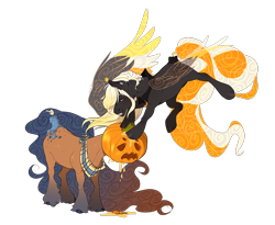 Size: 2200x1800 | Tagged: safe, artist:shady-bush, oc, oc only, original species, pony, scented pony, artificial wings, augmented, halloween, holiday, jack-o-lantern, magic, magic wings, pumpkin, simple background, transparent background, wings