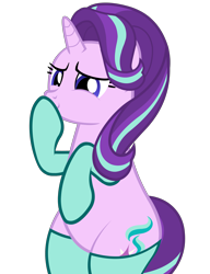 Size: 3129x4064 | Tagged: safe, artist:mrvector, starlight glimmer, pony, unicorn, g4, bipedal, clothes, cute, female, glimmerbetes, high res, hoof over mouth, legs together, mare, simple background, smiling, socks, solo, transparent background, vector
