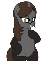 Size: 3129x4064 | Tagged: safe, artist:mrvector, oc, oc:sonata, pony, unicorn, turnabout storm, bipedal, clothes, female, glasses, high res, mare, simple background, smiling, socks, solo, transparent background, vector