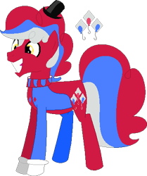 Size: 396x474 | Tagged: safe, artist:selenaede, artist:victorfazbear, earth pony, pony, base used, beppi the clown, clothes, clown, clown pony, collar, crossover, cuphead, cutie mark, gloves, hat, ponified, simple background, smiling, top hat, transparent background