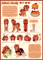 Size: 2300x3182 | Tagged: safe, artist:eve-of-halloween, oc, oc only, oc:autumn bounty, oc:tea leaves, pony, unicorn, hallowverse, autumn, baby, baby pony, backstory in description, base used, bio, brown fur, cheek kiss, chest fluff, clothes, coat markings, cuddling, cutie mark, detailed, dress, expressions, eyebrows, family, female, filly, floppy ears, fluffy, foal, freckles, gala dress, gradient mane, gradient tail, heart, high res, hooves, horn, kissing, magic, mare, mother and child, mother and daughter, nuzzling, offspring, orange eyes, parent:oc, parent:oc:autumn bounty, parent:oc:silk tea, parents:oc x oc, pattern, pet, pumpkin, red, red hair, reference sheet, show accurate, simple background, simple shading, spots, tail, tea leaves, unicorn oc, unshorn fetlocks, yelling