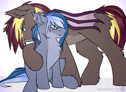 Size: 2730x2000 | Tagged: safe, artist:snowstormbat, oc, oc only, oc:arden heatwave, oc:midnight snowstorm, bat pony, glasses, high res, male, meme, siblings, simple background, sitting, size difference, stallion