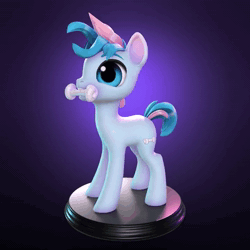 Size: 720x720 | Tagged: safe, artist:takibex, oc, oc only, oc:blue chewings, earth pony, pony, 3d, 3d model, animated, chew toy, no sound, solo, turnaround, webm