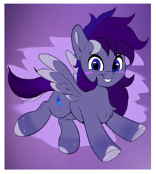 Size: 1480x1650 | Tagged: safe, artist:joaothejohn, oc, oc only, oc:night flicker, pegasus, pony, commission, cute, flying, hooves, looking at you, pegasus oc, simple background, smiling, smiling at you, solo, spread wings, wings