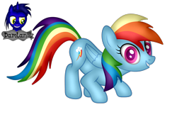 Size: 3232x2128 | Tagged: safe, artist:damlanil, rainbow dash, pegasus, pony, g4, female, grin, high res, looking at you, mare, show accurate, simple background, smiling, solo, transparent background, vector, wings