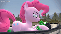 Size: 1920x1080 | Tagged: safe, artist:skunkdude13, pinkie pie, oc, oc:cameron, earth pony, lizard, pony, reptile, g4, 3d, animated, boat, butt, butt shake, female, gritted teeth, kissing, larger female, male, mare, plot, shipping, size difference, smaller male, sound, source filmmaker, straight, struggling, teeth, webm