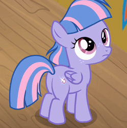 Size: 800x803 | Tagged: safe, edit, edited screencap, screencap, wind sprint, pegasus, pony, common ground, animated, butt, cheering up, cropped, cute, female, filly, foal, freckles, gif, grin, plot, smiling, solo, sprintabetes, sprintbutt, turning