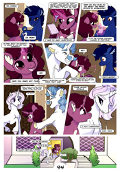 Size: 2100x3000 | Tagged: safe, artist:loryska, fancypants, fleur-de-lis, oc, oc:indigo sky, oc:la belle estelle, pony, unicorn, comic:friendship grows, g4, cloven hooves, coat markings, colored ear fluff, comic, facial markings, high res, leonine tail, magical lesbian spawn, offspring, pale belly, parent:trixie, parent:twilight sparkle, parents:twixie, slender, socks (coat markings), star (coat marking), tail, thin, unshorn fetlocks