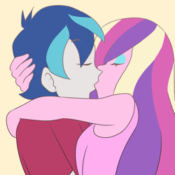 Size: 1280x1280 | Tagged: safe, artist:studiodraw, alumnus shining armor, dean cadance, princess cadance, shining armor, human, equestria girls, g4, duo, female, kiss on the lips, kissing, male, ship:shiningcadance, shipping, straight