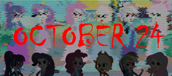 Size: 1405x623 | Tagged: safe, artist:cartoonmasterv3, applejack, fluttershy, pinkie pie, rainbow dash, rarity, sci-twi, twilight sparkle, human, undead, zombie, equestria girls, g4, blood, halloween, halloween 2022, holiday, humane five, humane six