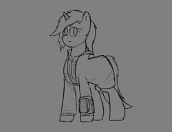 Size: 2600x2000 | Tagged: safe, artist:somber, oc, oc only, pony, unicorn, fallout equestria, clothes, high res, jumpsuit, stable-tec, vault suit