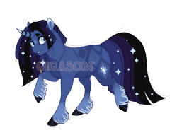 Size: 2900x2300 | Tagged: safe, artist:gigason, oc, oc:night twinkle, pony, unicorn, coat markings, colored eartips, curved horn, facial markings, female, high res, horn, looking at you, mare, obtrusive watermark, simple background, solo, star (coat marking), transparent background, unshorn fetlocks, walking, watermark