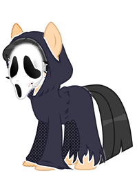 Size: 1601x2016 | Tagged: safe, artist:kellysweet1, derpibooru exclusive, oc, oc only, oc:hanako, earth pony, pony, belt, clothes, cosplay, costume, female, ghostface, halloween, halloween costume, mare, mask, older, robe, scream (movie), simple background, solo, transparent background