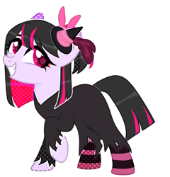 Size: 2079x2168 | Tagged: safe, artist:kellysweet1, derpibooru exclusive, oc, oc only, oc:hera-chan, earth pony, pony, bow, clothes, costume, dress, female, grin, hair bow, halloween, halloween costume, hat, high res, hoodie, mare, raised hoof, simple background, smiling, socks, solo, striped socks, transparent background, witch, witch costume, witch hat