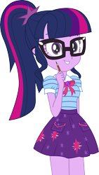 Size: 1321x2339 | Tagged: safe, artist:marcorulezzz, sci-twi, twilight sparkle, human, equestria girls, g4, my little pony equestria girls: better together, clothes, female, geode of telekinesis, magical geodes, pen, sci-twi skirt, simple background, skirt, smiling, solo, transparent background, vector