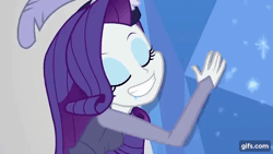 Size: 640x360 | Tagged: safe, screencap, maud pie, rarity, human, equestria girls, g4, my little pony equestria girls: better together, rarity investigates: the case of the bedazzled boot, rarity investigates: the case of the bedazzled boot: applejack, amethyst, animated, animated screencap, blank expression, caress, detective rarity, drool, duo, duo female, eyebrows, eyes closed, eyeshadow, female, gif, gifs.com, grin, makeup, open mouth, open smile, smiling, teeth