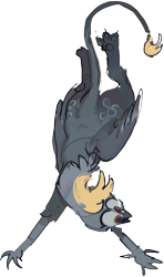 Size: 1080x1823 | Tagged: safe, artist:alumx, derpy hooves, griffon, g4, female, griffonized, pigeon griffon, simple background, solo, species swap, transparent background, upside down