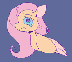 Size: 788x674 | Tagged: safe, artist:lykzoi, fluttershy, pegasus, pony, g4, blue eyes, bust, colored, crying, female, flat colors, looking at you, mare, profile, solo