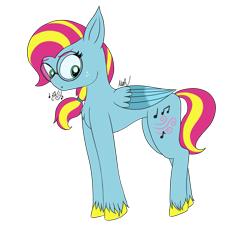 Size: 2213x2388 | Tagged: safe, artist:madtown97, thistle whistle, pegasus, pony, g3, g5, my little pony: a new generation, freckles, g3 to g5, generation leap, glasses, high res, ponytail, simple background, slender, solo, teenager, thin, transparent background, whistle, whistling
