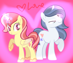 Size: 2300x1973 | Tagged: safe, alicorn, pony, unicorn, base used, female, girlfriend, heart, male, marriage, one eye closed, shipping, wink