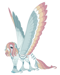 Size: 3600x4500 | Tagged: safe, artist:gigason, oc, oc:rainy day, pegasus, pony, absurd resolution, colored wings, female, large wings, mare, multicolored wings, obtrusive watermark, simple background, solo, transparent background, unshorn fetlocks, watermark, wings