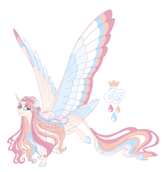 Size: 4200x4400 | Tagged: safe, artist:gigason, oc, oc:rainbow raindrop, alicorn, pony, seraph, seraphicorn, absurd resolution, colored wings, female, mare, multicolored wings, multiple wings, obtrusive watermark, simple background, solo, transparent background, watermark, wings