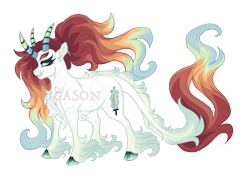 Size: 3800x2700 | Tagged: safe, artist:gigason, oc, oc:iron forge, pony, cloven hooves, female, high res, horn, multiple horns, obtrusive watermark, simple background, solo, transparent background, tricorn, unshorn fetlocks, watermark