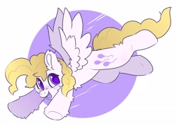 Size: 2048x1459 | Tagged: safe, artist:spookyfoxinc, surprise, pegasus, pony, g1, adoraprise, cute, cute little fangs, fangs, female, fluffy, flying, happy, mare, open mouth, open smile, smiling, solo