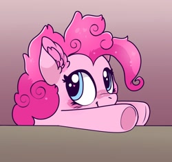 Size: 1673x1576 | Tagged: safe, artist:spookyfoxinc, pinkie pie, earth pony, pony, g4, season 5, big eyes, cute, fluffy, fluffy hair, heart, heart eyes, screenshot redraw, simple background, solo, wingding eyes