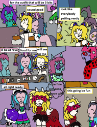Size: 1146x1504 | Tagged: safe, artist:ask-luciavampire, oc, cat, cat pony, changeling, original species, undead, vampire, vampony, wolf, wolf pony, clothes, comic, costume, halloween, halloween costume, holiday, tumblr