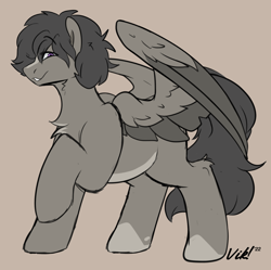 Size: 1512x1505 | Tagged: safe, artist:viktiipunk, oc, oc:luzion, pegasus, pony, chest fluff, solo, spread wings, standing, wings