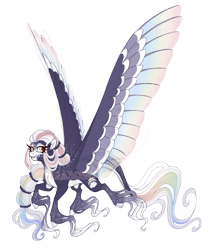 Size: 4100x4800 | Tagged: safe, artist:gigason, oc, oc only, oc:rainbow cloud, pegasus, pony, absurd resolution, colored wings, female, mare, multicolored wings, obtrusive watermark, simple background, solo, transparent background, unshorn fetlocks, watermark, wings