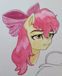 Size: 1738x2133 | Tagged: safe, artist:invalid_david, apple bloom, earth pony, pony, g4, growing up is hard to do, my little pony: friendship is magic, bust, dishevelled, female, mare, older, older apple bloom, portrait, solo, traditional art