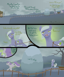 Size: 2000x2400 | Tagged: safe, artist:parallel black, boulder (g4), limestone pie, maud pie, earth pony, pony, series:maud monday, g4, butt, comic, dialogue, digital art, high res, holder's boulder, limestone sense, plot, rock, rock farm, running