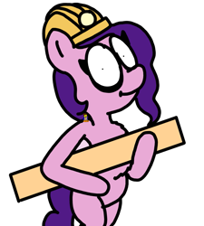 Size: 1275x1414 | Tagged: safe, artist:professorventurer, pipp petals, pegasus, pony, series:ask pippamena: bonus content, g5, bipedal, clothes, construction, emmet brickowski, hard hat, hat, lego, pippamena, plank, simple background, solo, the lego movie, tv tropes, under construction, white background