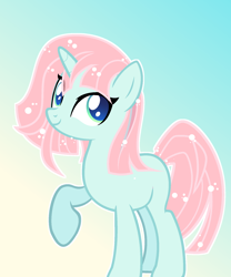 Size: 1600x1920 | Tagged: artist needed, safe, ocellus, pony, unicorn, g4, base used, beautiful, disguise, disguised changeling, gradient background, ponified, pony ocellus, raised hoof, smiling, species swap, teenager