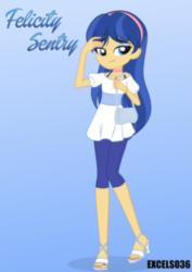 Size: 661x935 | Tagged: safe, artist:excelso36, flash sentry, oc, oc only, oc:felicity sentry, human, equestria girls, g4, choker, clothes, commissioner:shortskirtsandexplosions, crossdressing, cute, eyeshadow, femboy, girly sentry, hairband, makeup, male, not rule 63, purse, solo, trap