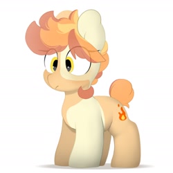 Size: 2200x2200 | Tagged: safe, artist:mochi_nation, oc, oc only, oc:flame egg, earth pony, pony, coat markings, eye clipping through hair, female, high res, mare, simple background, solo, white background