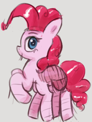 Size: 336x441 | Tagged: safe, artist:vultraz, pinkie pie, earth pony, pony, g4, female, flea, fleas, gray background, insect pony, mare, ponerpics import, simple background, solo