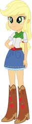 Size: 456x1754 | Tagged: safe, artist:fireluigi29, applejack, human, equestria girls, g4, belt, boots, clothes, cowboy boots, female, hand on hip, high heel boots, missing accessory, shirt, shoes, simple background, skirt, solo, transparent background, vector