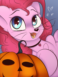 Size: 1536x2048 | Tagged: safe, artist:eventseem, pinkie pie, earth pony, pony, g4, female, floppy ears, halloween, holiday, mare, pumpkin, solo