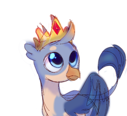 Size: 688x630 | Tagged: artist needed, source needed, safe, gallus, griffon, g4, crown, crown of grover, jewelry, king gallus, male, regalia, simple background, solo, white background