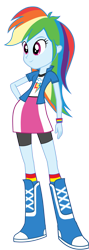 Size: 1513x4268 | Tagged: safe, artist:ytpinkiepie2, rainbow dash, human, equestria girls, g4, boots, clothes, high heel boots, jacket, shirt, shoes, simple background, skirt, socks, solo, transparent background, vest